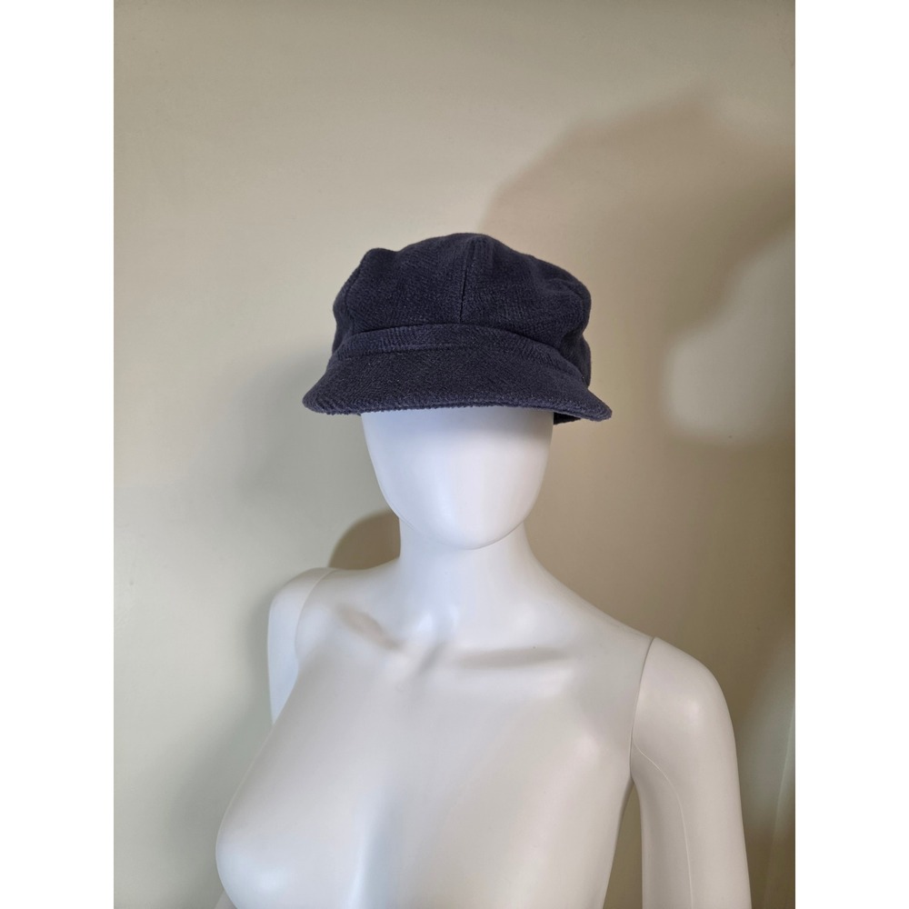 Burberry Navy Blue 100% Wool Newsboy Baker Boy Cap Hat Women‎ Size M Logo Plaque